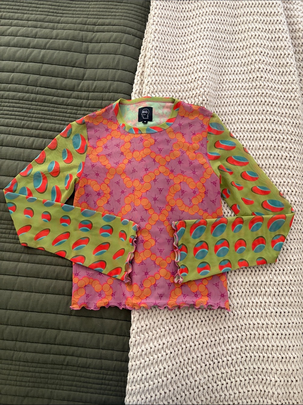 Long Sleeve Sheer Graphic Top